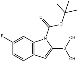 1H-Indole-1-carboxylic acid, 2-borono-6-fluoro-, 1-(1,1-dimethylethyl) ester Struktur