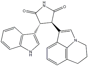 (3R,4R)-3-(5,6-dihydro-4H-pyrrolo[3,2,1-ij]quinolin-1-yl)-4-(1H-indol-3-yl)pyrrolidine-2,5-dione Struktur