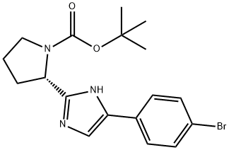 (S)-2-(5-(4-溴苯基)-1H-咪唑-2-基)吡咯烷-1-羧酸叔丁酯, 1007882-04-3, 结构式