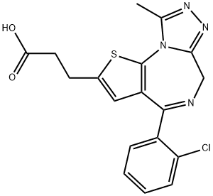 4-(2-Chlorophenyl)-9-methyl-6H-thieno[3,2-f][1,2,4]triazolo[4,3-a][1,4]diazepine-2-propanoic Acid Structure