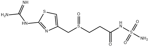 3-[[[2-[(氨基亚胺甲基)氨基]-4-噻唑基]甲基]亚磺酰]-N-(氨基磺酰基)丙酰胺, 1020719-36-1, 结构式