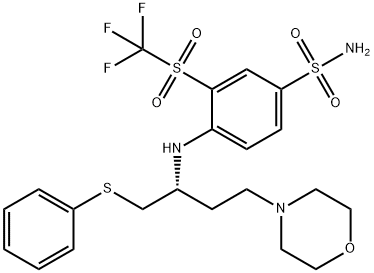 4-[[(1R)-3-(4-Morpholinyl)-1-[(phenylthio)methyl]propyl]amino]-3-trifluoromethylsulfonyl-benzenesulfonamide Structure