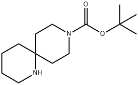 TERT-ブチル 1,9-ジアザスピロ[5,5]ウンデカン-9-カルボキシレート 化学構造式