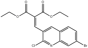 7-BROMO-2-CHLORO-3-(2,2-DIETHOXYCARBONYL)VINYLQUINOLINE 结构式
