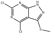 4,6-dichloro-3-(methylthio)-1H-pyrazolo[3,4-d]pyrimidine Struktur