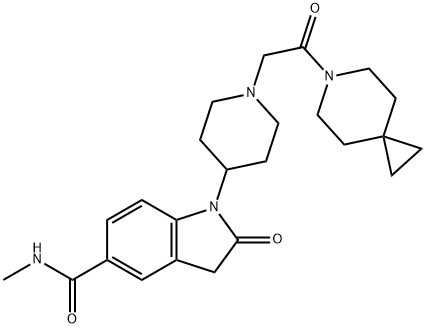 1H-Indole-5-carboxamide, 1-[1-[2-(6-azaspiro[2.5]oct-6-yl)-2-oxoethyl]-4-piperidinyl]-2,3-dihydro-N-methyl-2-oxo- Structure