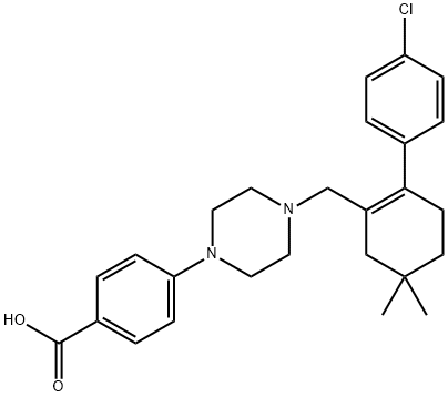 4-[4-[[2-(4-Chlorophenyl)-5,5-dimethyl-1-cyclohexen-1-yl]methyl]-1-piperazinyl]benzoic Acid Structure