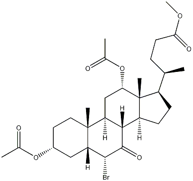 (3alpha,5beta,6alpha,12alpha)-3,12-Bis(acetyloxy)-6-bromo-7-oxocholan-24-oic acid methyl ester Struktur