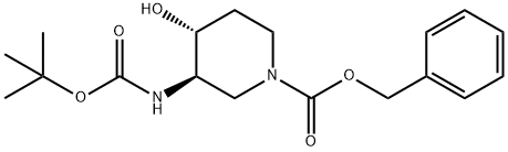 反式-3-((叔丁氧羰基)胺基)-4-羟基吡啶-1-羧酸苄基酯 结构式