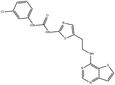 N-(3-Chlorophenyl)-N'-[5-[2-(thieno[3,2-d]pyrimidin-4-ylamino)ethyl]-2-thiazolyl]urea|N-(3-氯苯基)-N'-[5-[2-(噻吩并[3,2-D]嘧啶-4-基氨基)乙基]-2-噻唑基]脲