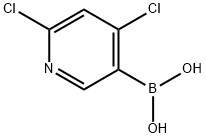 (4,6-二氯吡啶-3-基)硼酸, 1070893-11-6, 结构式