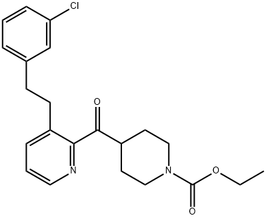 4-[[3-[2-(3-クロロフェニル)エチル]-2-ピリジニル]カルボニル]-1-ピペリジンカルボン酸エチルエステル 化学構造式
