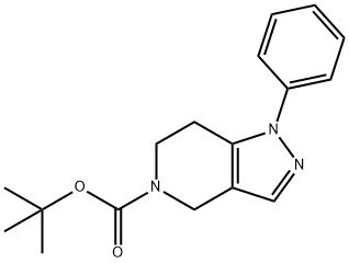 5-BOC-1-苯基-1,4,6,7-四氢吡唑并[4,3-C]吡啶, 1075729-08-6, 结构式