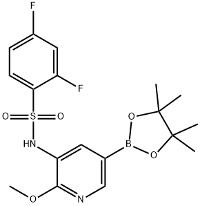 2,4-difluoro-N-(2-methoxy-5-(4,4,5,5-tetramethyl-1,3,2-dioxaborolan-2-yl)pyridin-3-yl)benzenesulfonamide Struktur
