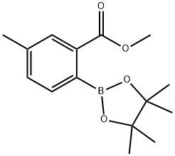 5-甲基-2-(4,4,5,5-四甲基-1,3,2-二氧杂环戊硼烷-2-基)苯甲酸甲酯, 1088994-18-6, 结构式