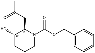 trans-N-Benzyloxycarbonyl 3-Hydroxy-2-(2-oxopropyl)piperidine 结构式