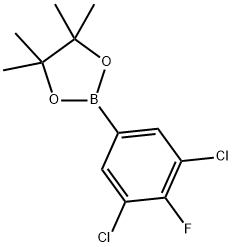 2-(3,5-ジクロロ-4-フルオロフェニル)-4,4,5,5-テトラメチル-1,3,2-ジオキサボロラン 化学構造式