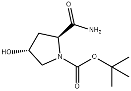 (2S,4R)-1-BOC-2-カルバモイル-4-ヒドロキシピロリジン 化学構造式