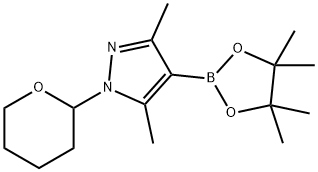 1-(THP)-3,5-ジメチルピラゾール-4-ボロン酸ピナコールエステル 化学構造式