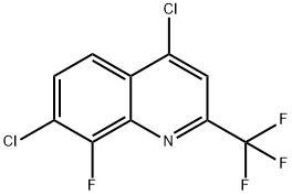 4,7-ジクロロ-8-フルオロ-2-(トリフルオロメチル)キノリン 化学構造式