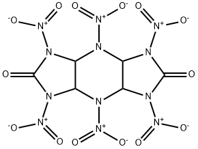 Octahydro-1,3,4,5,7,8-hexanitro-diimidazo[4,5-b:4',5'-e]pyrazine-2,6(1H,3H)-dione Struktur