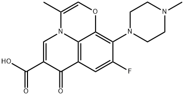 9-フルオロ-3-メチル-10-(4-メチルピペラジノ)-7-オキソ-7H-ピリド[1,2,3-de]-1,4-ベンゾオキサジン-6-カルボン酸 化学構造式