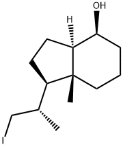 (1R,3AR,4S,7AR)-オクタヒドロ-1-[(1S)-2-ヨード-1-メチルエチル]-7A-メチル-1H-インデン-4-オール 化学構造式