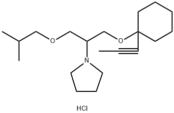 Pyrrolidine, 1-(1-((2-methylpropoxy)methyl)-2-((1-(1-propynyl)cyclohexyl)oxy)ethyl)-, hydrochloride Struktur