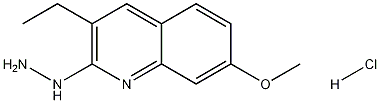 3-Ethyl-2-hydrazino-7-methoxyquinoline hydrochloride Struktur