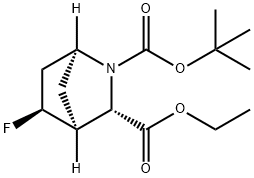 (1R,3S,4S,5S)-2-tert-butyl 3-ethyl 5-fluoro-2-azabicyclo[2.2.1]heptane-2,3-dicarboxylate Structure