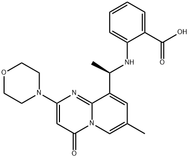 2-[[(1R)-1-[7-methyl-2-(4-morpholinyl)-4-oxo-4h-pyrido[1,2-a]pyrimidin-9-yl]ethyl]amino]benzoic acid Struktur