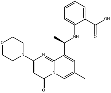 2-[[(1R)-1-[7-methyl-2-(4-morpholinyl)-4-oxo-4h-pyrido[1,2-a]pyrimidin-9-yl]ethyl]amino]benzoic acid 化学構造式