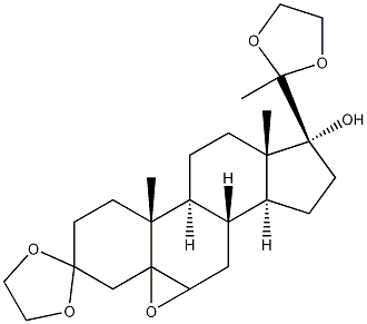 (5,6)-Epoxy-17a-hydroxy-pregnane-3,20-dione-3,20-bis(ethyleneketal) Structure