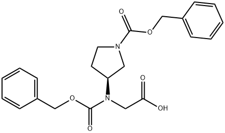 (S)-2-(N-CBZ基)(1-CBZ基 - 吡咯烷-3-基)氨基乙酸, 1184179-07-4, 结构式