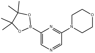 4-(6-(4,4,5,5-四甲基-1,3,2-二氧硼杂环戊烷-2-基)吡嗪-2-基)吗啉, 1186041-99-5, 结构式