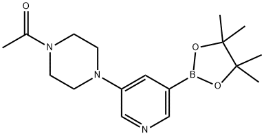 1-(4-(5-(4,4,5,5-四甲基-1,3,2-二氧杂环戊硼烷-2-基)吡啶-3-基)哌嗪-1-基)乙酮,1201644-39-4,结构式