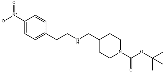 4-((4-nitrophenethylamino)methyl)piperidine-1-carboxylic acid tert butyl ester Struktur