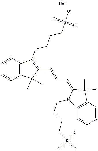 3,3,3',3'-テトラメチル-1,1'-ビス(4-スルホブチル)インドカルボシアニンナトリウム 化学構造式