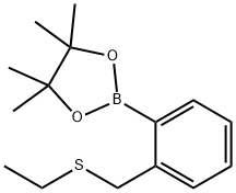 2-(2-(Ethylthiomethyl)phenyl)-4,4,5,5-tetramethyl-1,3,2-dioxaborolane 结构式