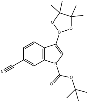 tert-Butyl 6-cyano-3-(4,4,5,5-tetramethyl-1,3,2-dioxaborolan-2-yl)-1H-indole-1-carboxylate Struktur