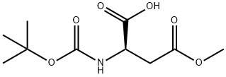 (R)-2-((TERT-ブチルトキシカルボニル)アミノ)-4-メトキシ-4-オキソブタン酸 化学構造式