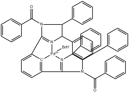 ブロモ[[1,3-ビス[(4S,5S)-1-ベンゾイル-4,5-ジフェニル-2-イミダゾリン-2-イル]ベンゼン]パラジウム(II)] 化学構造式