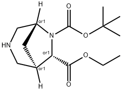 (1R,5S,7S)-6-tert-butyl 7-ethyl 3,6-diazabicyclo[3.2.1]octane-6,7-dicarboxylate Struktur