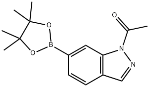 1-(6-(4,4,5,5-四甲基-1,3,2-二氧硼杂环戊烷-2-基)-1H-吲唑-1-基)乙酮, 1256359-07-5, 结构式
