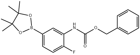 3-(ベンジルオキシカルボニルアミノ)-4-フルオロフェニルボロン酸ピナコールエステル 化学構造式