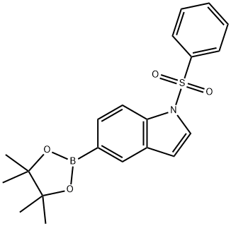 1-(フェニルスルホニル)-5-(4,4,5,5-テトラメチル-1,3,2-ジオキサボロラン-2-イル)-1H-インドール 化学構造式