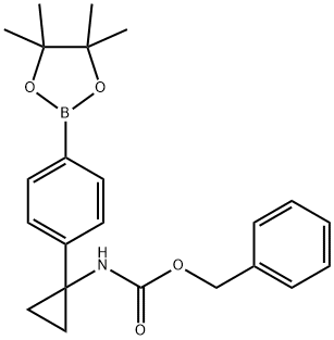 4-(1-(ベンジルオキシカルボニルアミノ)シクロプロピル)フェニルボロン酸ピナコールエステル 化学構造式