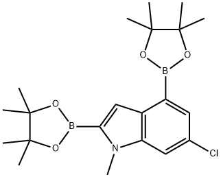 6-氯-1-甲基吲哚-24-二硼酸频那醇酯, 1256360-39-0, 结构式