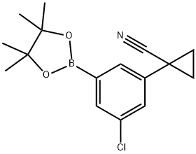 1-(3-氯-5-(4,4,5,5-四甲基-1,3,2-二噁硼烷-2-基)苯基)环丙烷甲腈, 1256360-48-1, 结构式