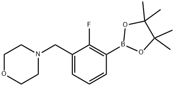 4-(2-Fluoro-3-(4,4,5,5-tetramethyl-1,3,2-dioxaborolan-2-yl)benzyl)morpholine 化学構造式